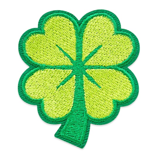 Green Embroidered Four Leaf Clover Iron-On & Adhesive Patch by Make Market®